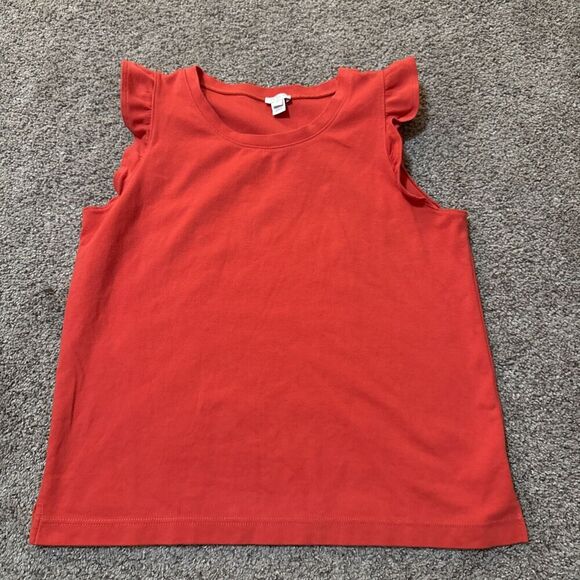 J. Crew Factory Red Festive Sleeveless Ruffle Blouse Top M Casual Career Office - Picture 1 of 8